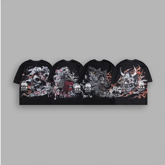 OKAMI FLAMES "SIDE BY SIDE" OVERSIZED TEE IN BLACK - Picture 2 of 3